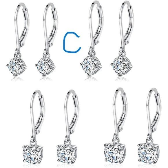 New 18K White Gold Plated Round Princess Cut Clear Cubic Zirconia Tear D… - Picture 3 of 11